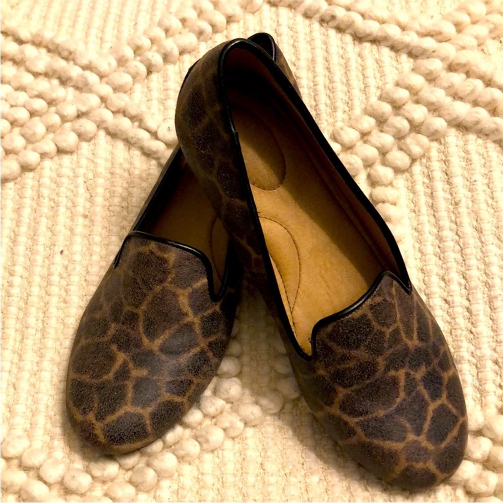 Harmony 783 Brown Giraffe Print Grounding Women's Loafers US 8.5